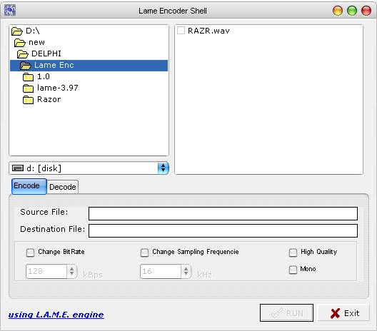 Lame v3.96 encoder + Shell